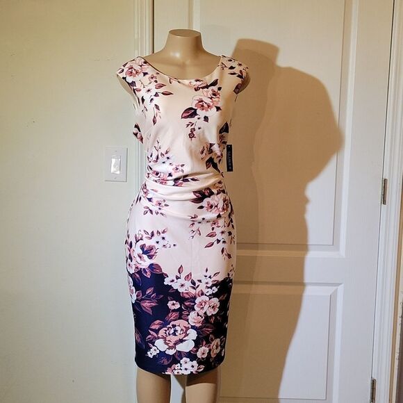 BRAND NEW GLAMOUR FLORAL DESIGN  PRINT KNEE LENGTH DRESS - Picture 11 of 14